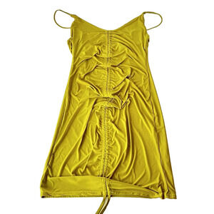 Pretty Little Thing Yellow Bodycon Mini Dress Size 12 Beach Tropical Clubwear
